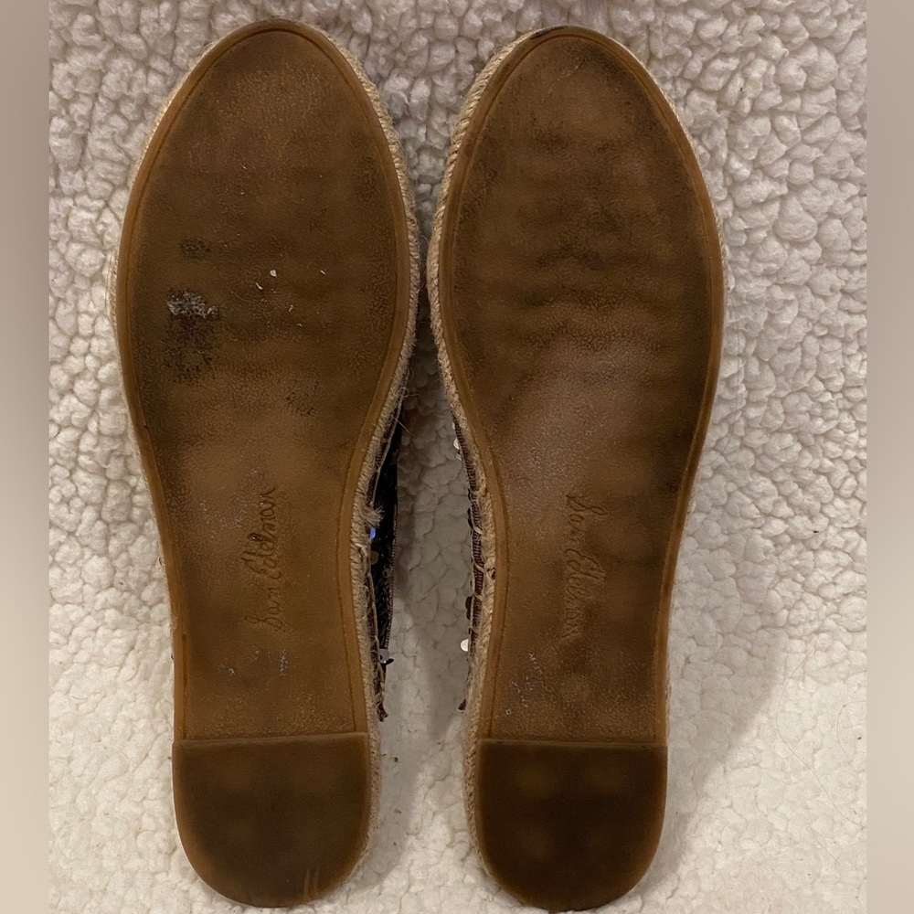 Sam Edelman Kerry Pewter Silver Sequins Espadrilles Slip-on Mules Shoes Sz 8 EUC - Picture 9 of 9